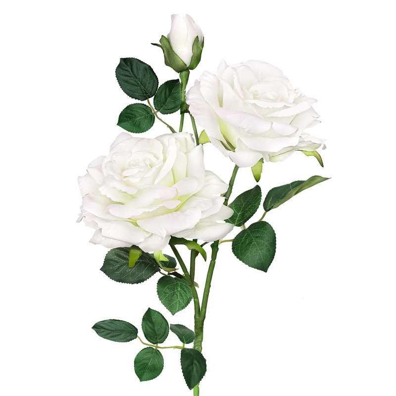 Artificial Rose Flower Spray, White