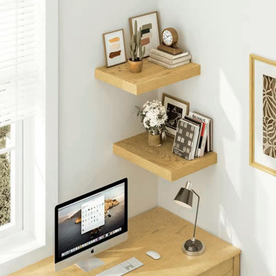 Tablettes flottantes avec supports invisibles - Ensemble de 2 tablettes murales de 12 pouces de profondeur pour salle de bain au-dessus de la toilette, salon, chambre à coucher, cuisine, bureau et rangement