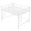 Grand lit mezzanine en métal blanc avec garde-corps, échelles doubles et un meuble facile à assembler pour la chambre à coucher
