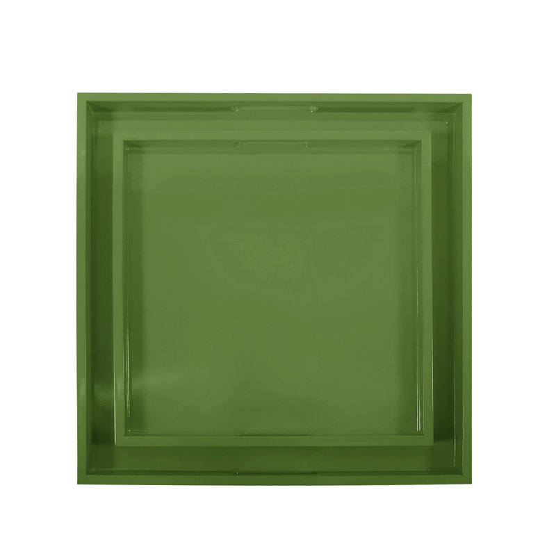 Lavande 2 Piece Tray Set, Dark Green