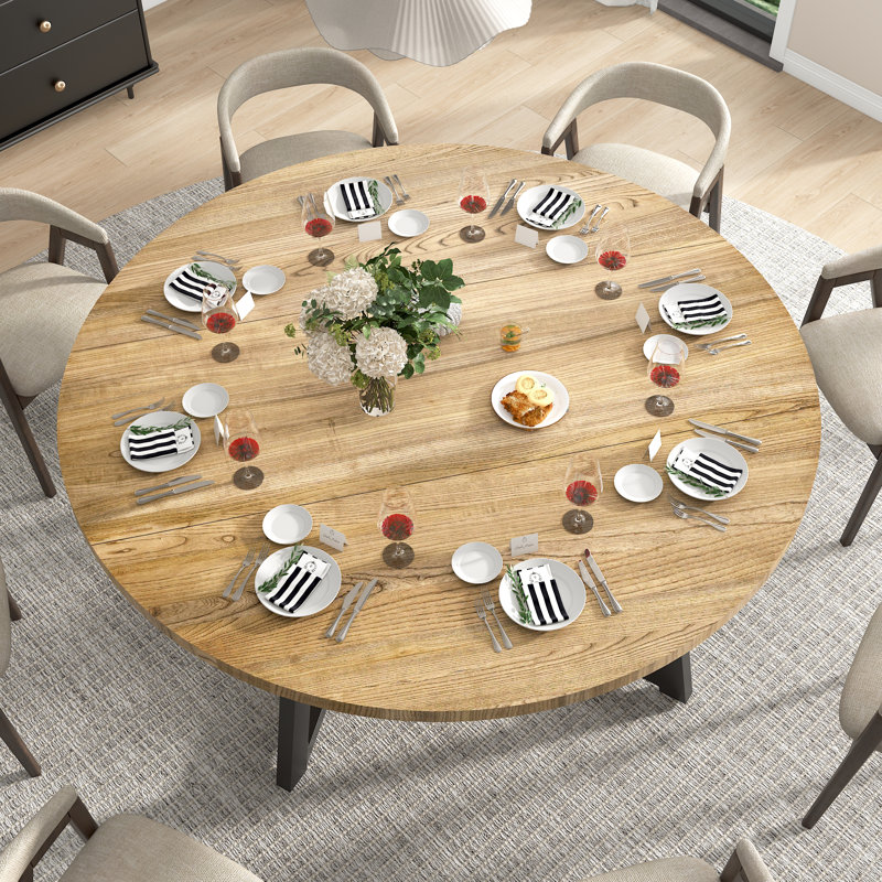 59.1" Solid Wood Round Dining Table For 4-8 Persons