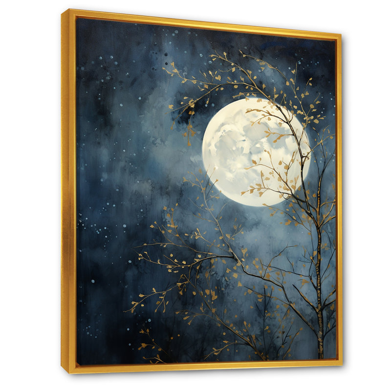 Magical Forest Moons Melody III sur toile, H 32 po x l 16 po x P 1 po, Cadre flottant doré