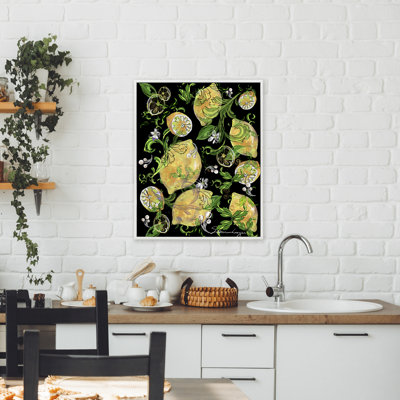 Lemons And Acanthus Leaves Framed Giclee, design by Susan Lugar