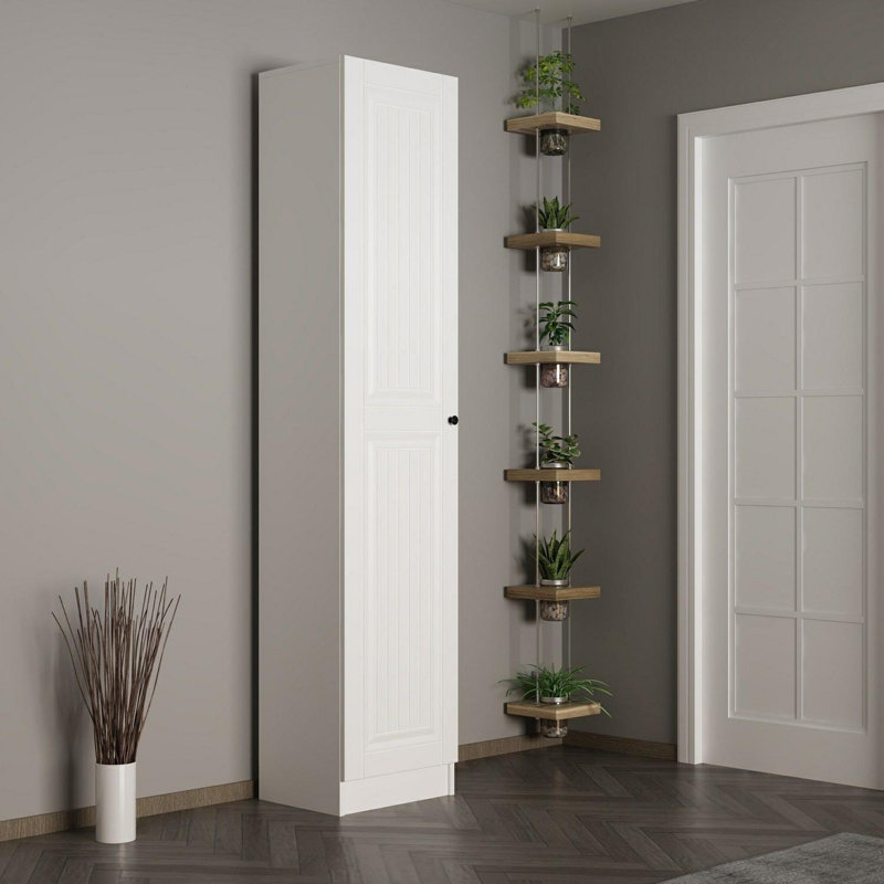 Elegant Hall Stand, White, 17.7 x 82.7 x 13.8 inches | 100% Melamine Coated Particle Board, Thickness: 0.7 inches | Stylish Storage Solution for Entryway, Traditional Design, Durable & Functional
