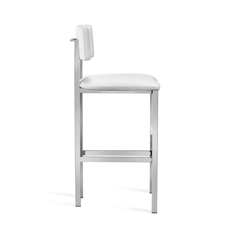 Landon Upholstered Stool with Metal Frame, Counter Stool (26" Seat Height), Antique Bronze, Cream Latte