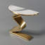 Console moderne moderne blanche et dorée de 39,4 po avec dessus en pierre frittée en forme de demi-lune-1722339998