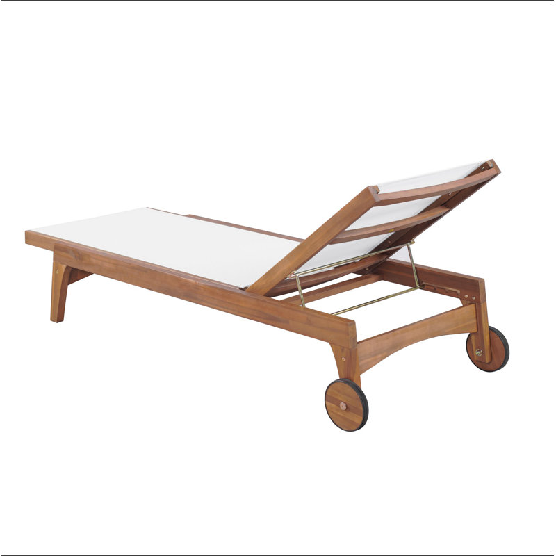 OUTDOOR CHAISE LOUNGE, White/Teak