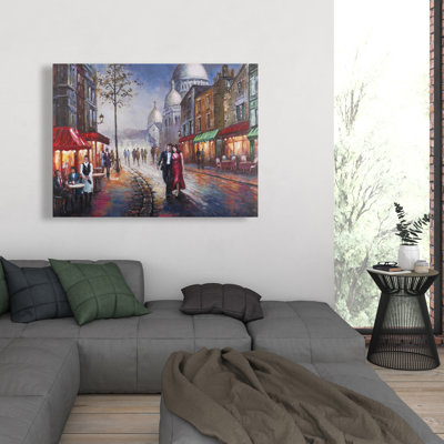 Dressed up couple - Romantic street scenery canvas decor