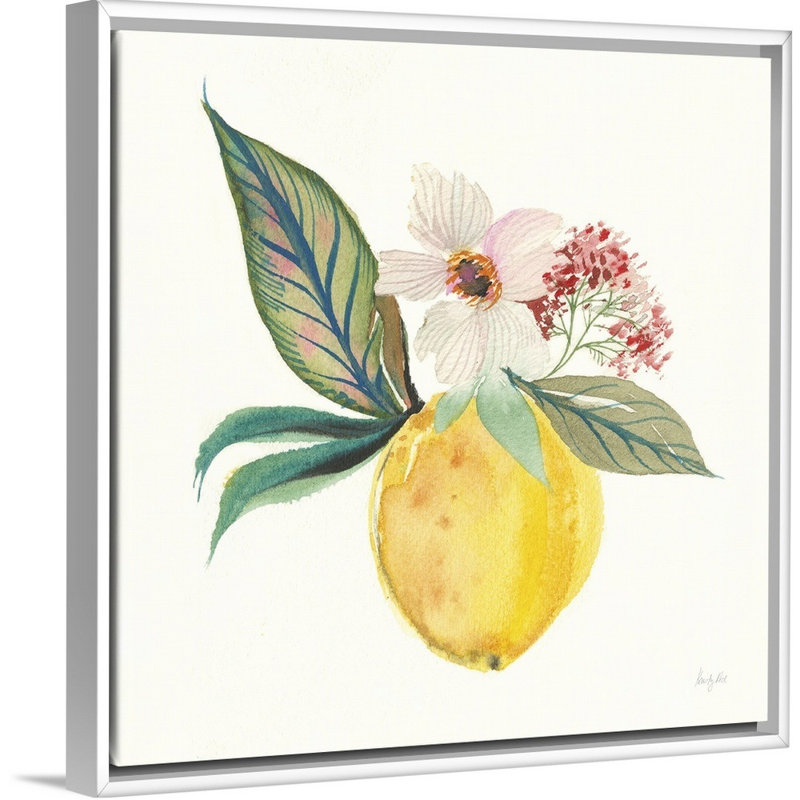 «Citrus Summer IV» par Kristy riz - reproduction d'art sur toile, Cadre flottant blanc, H 22 po x l 22 po x P 1,75 po