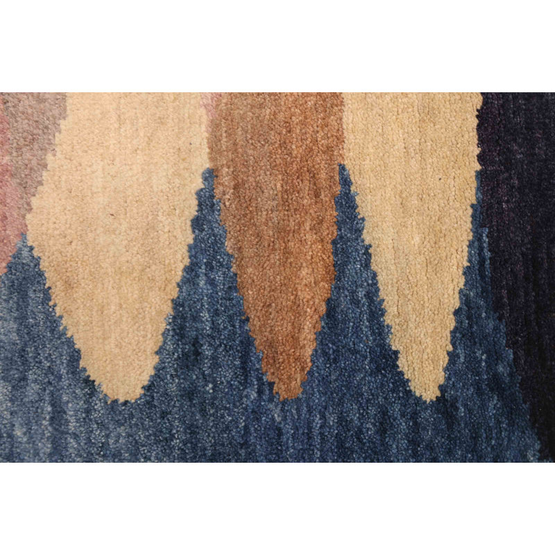Tapis bleu Peshawar Ziegler 4 pi 3 po x 6 pi 3 po