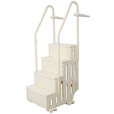 Heavy-Duty 4-Step Safety Ladder for Above Ground Swimming Pools, Entry Stair System with Handrails (400 lbs Capacity)