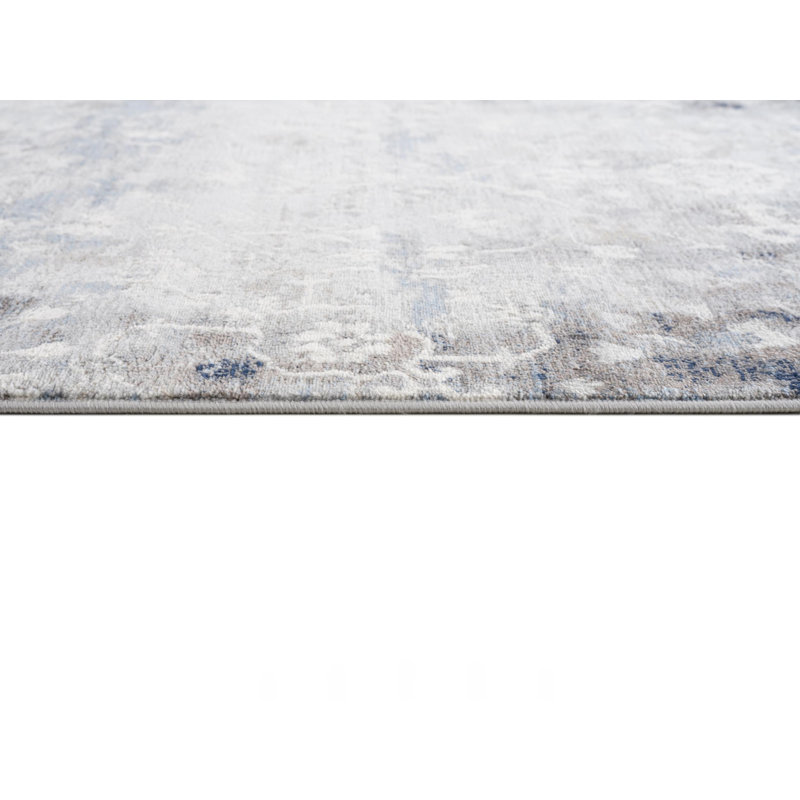 2’ X 5’ Navy And Beige Distressed Vines Area Rug