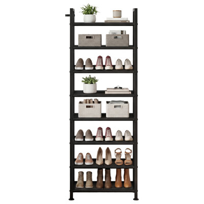 Shoe Rack 8-Tier Tall Stackable Metal Shoe Organizer Slim Vertical Shoe Shelf Holds 16–24 Pairs for Closet & Entryway
