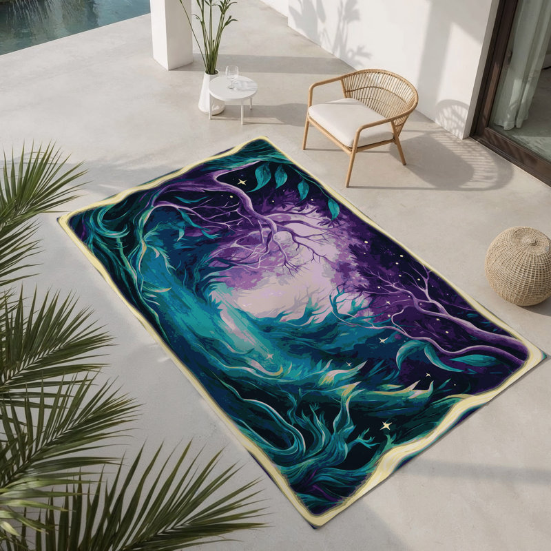 Tapis intérieur et extérieur Twilight Flora, Rectangle 5 pi x 7 pi