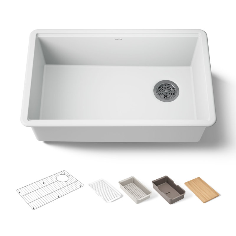 Billings Undermount Single-Bowl Workstation Kitchen Sink, White