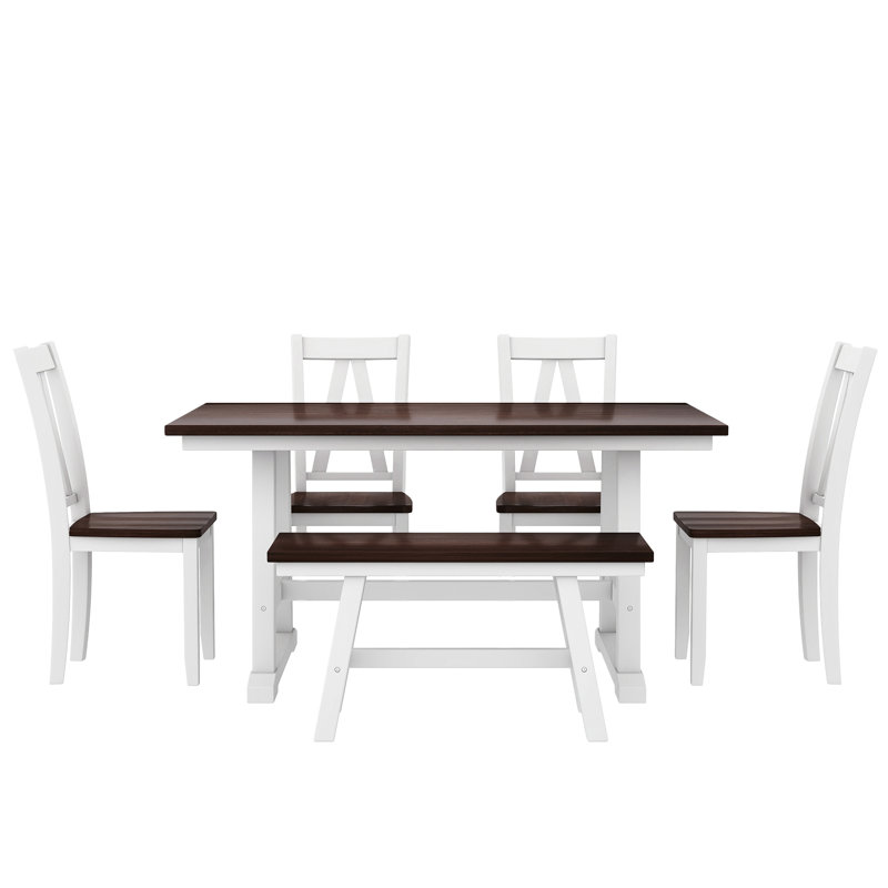 Tranel Double Pedestal Dining Set, Walnut/White, Walnut/White