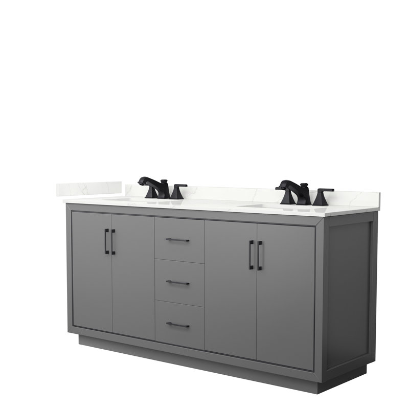 72'' W Double Vanity, Matte Black, Dark Gray, Giotto Quartz