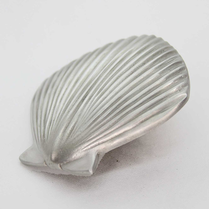 1 1/2" Seashell Knob, Brushed Nickel, 2" L x 2" W, 1
