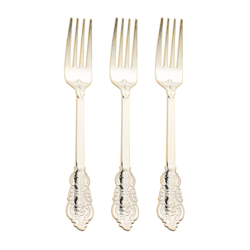 Fourchettes en plastique doré brillant baroque