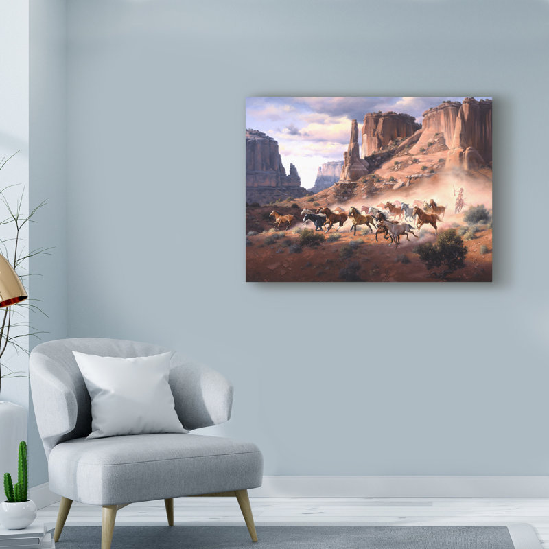 «Grès et chevaux volés», reproduction de photo sur toile tendue, H 24 po x l 32 po x P 2 po