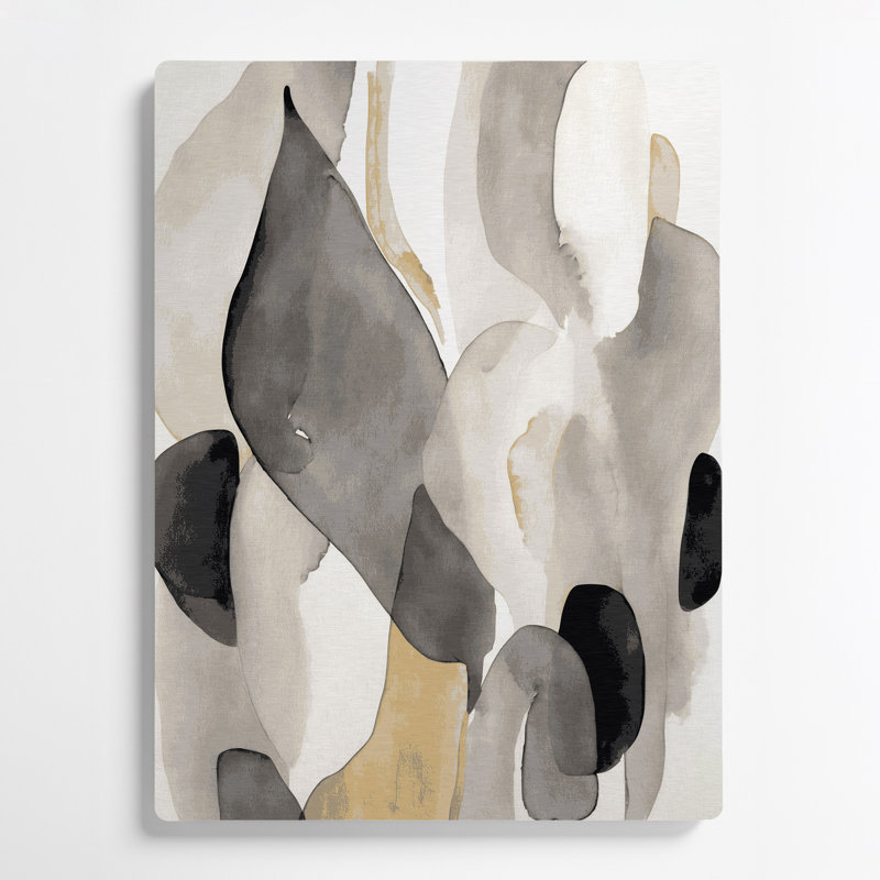 Abstrait aquarelle 63, art mural gris en métal, H 16 po x l 20 po