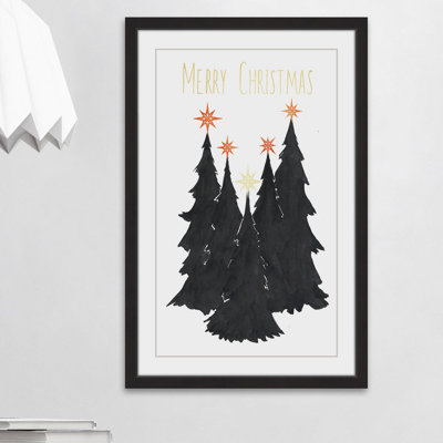 « magic christmas », reproduction de peinture à l’aquarelle encadrée