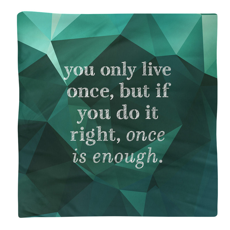 Faux Gemstone You Only Live Once Quote Napkin, Emerald, Cotton, 10" L x 10" W