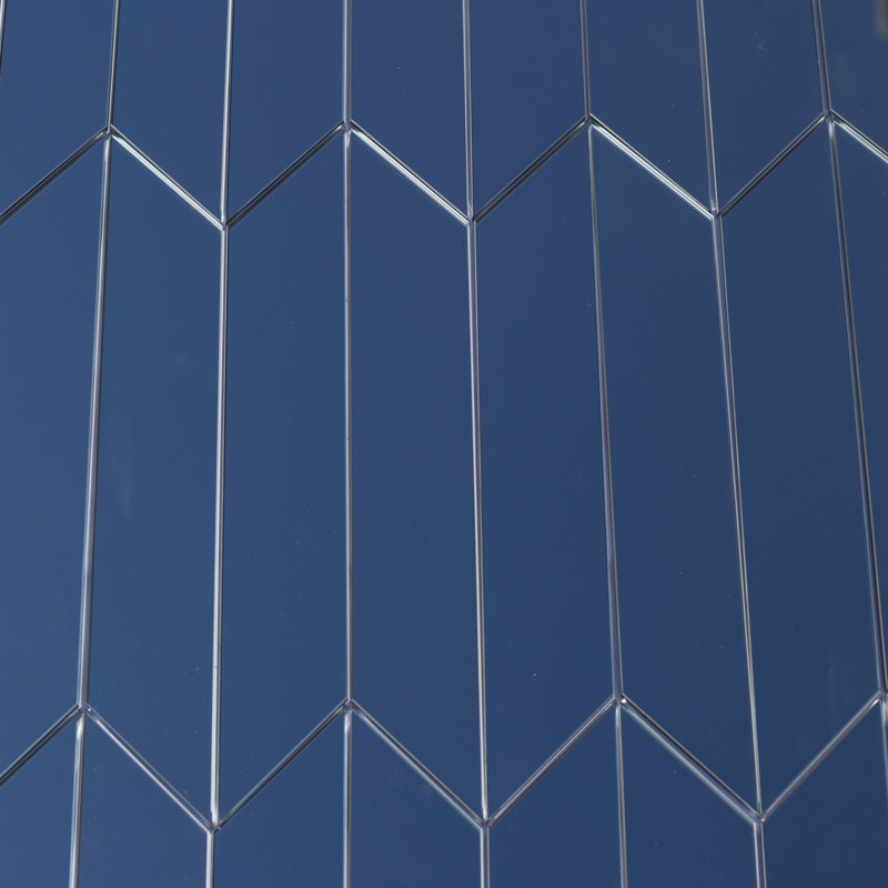 Reflections 3 in. x 11.75 in. Glass Mirror Straight Edge Chevron Decorative Kitchen & Bathroom Wall Tile