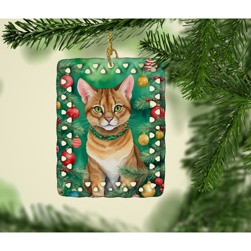 Ornement en porcelaine Chausie, Chat Chausie