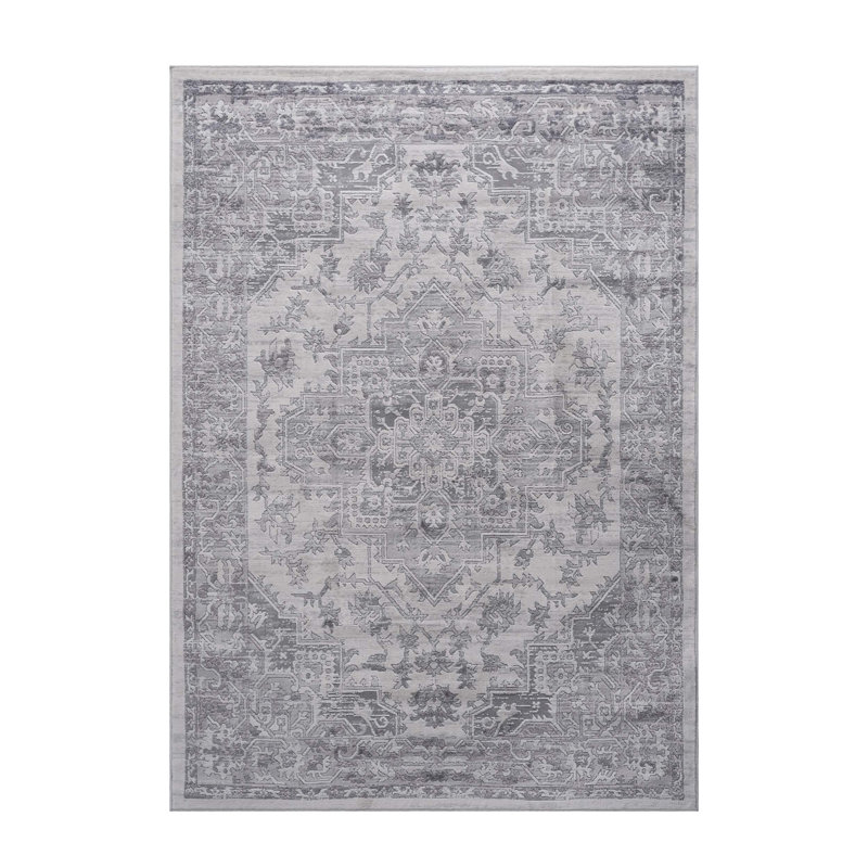 Silver/Oriental Non-Shedding Stain Resistant Area Rug, Rectangle 8' x 10'