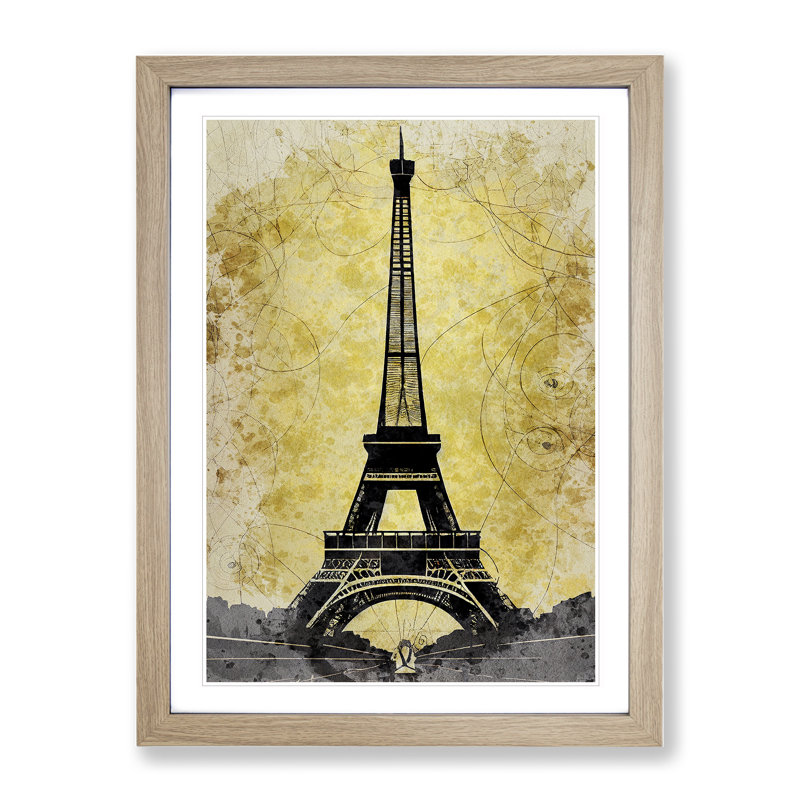 Splendid Eiffel Tower - Framed Print, 64cm H x 46cm W x 2cm D, Oak