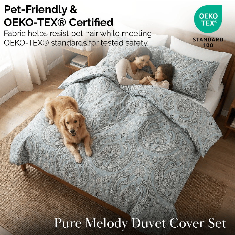 Southshore Fine Linens Pure Melody Oversized Reversible Duvet Cover Set with Two Pillow Shams, Soft Double-Brushed Microfiber Paisley Bedding with Reversible Design, King / California King, Aqua