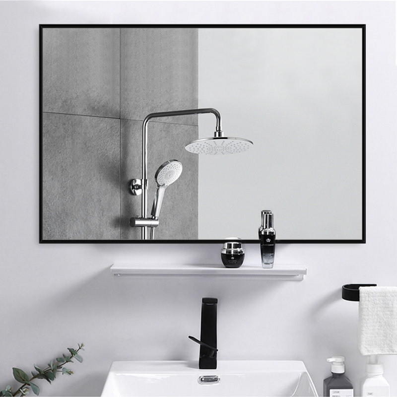 Beunca Metal Framed Bathroom Vanity Mirror, Black, 35.8" x 24"