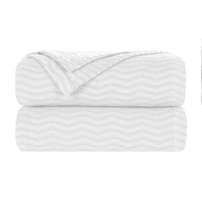 Blue Nile Mills 100% Cotton Throw Blanket - Chevron Dobby Weave - Lightweight All-Season Accent