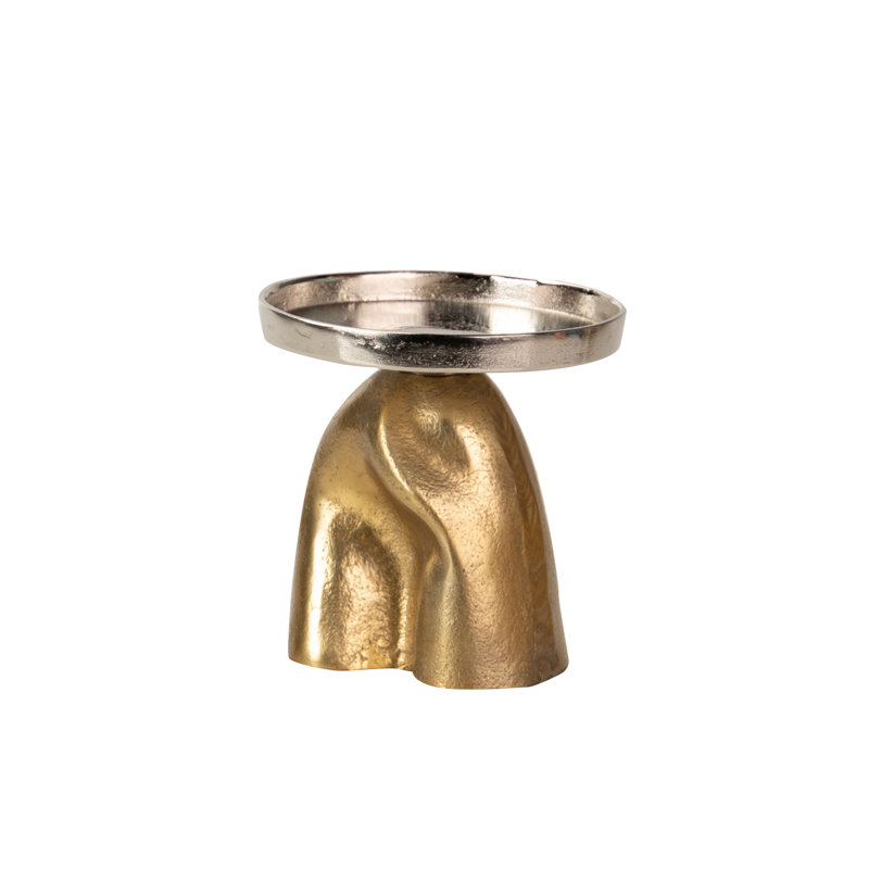 Aluminum Tabletop Candlestick, 14cm H x 14cm W x 14cm D