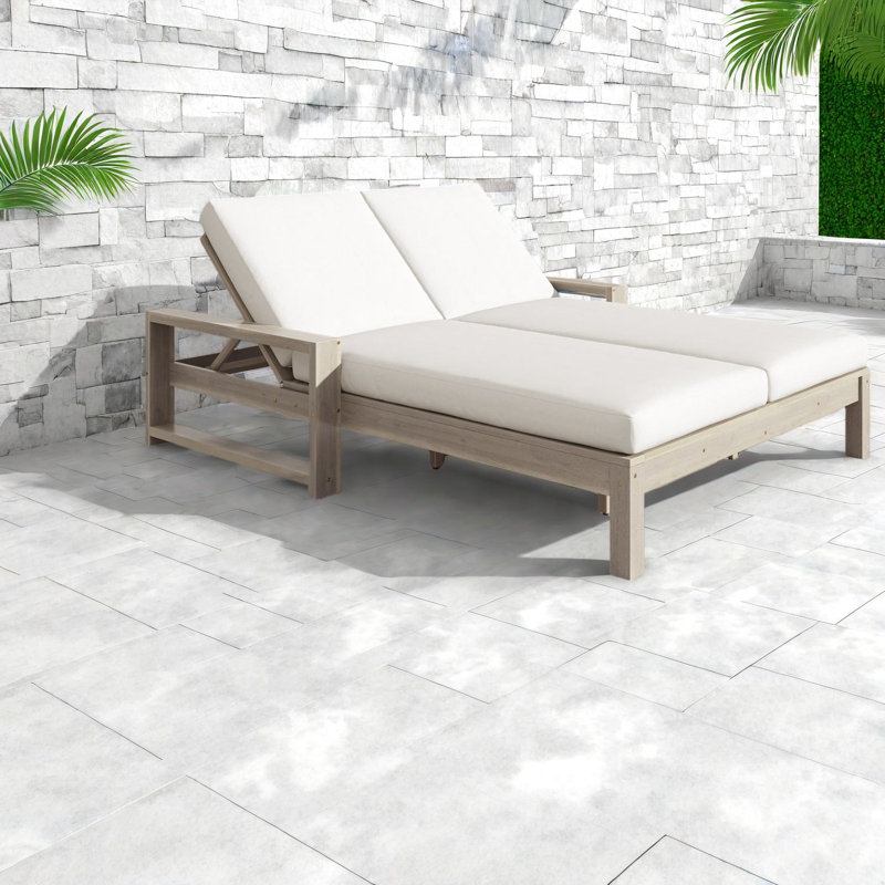 Méridiennes de patio réglables modernes en bois avec coussins durables pour le jardin et la piscine