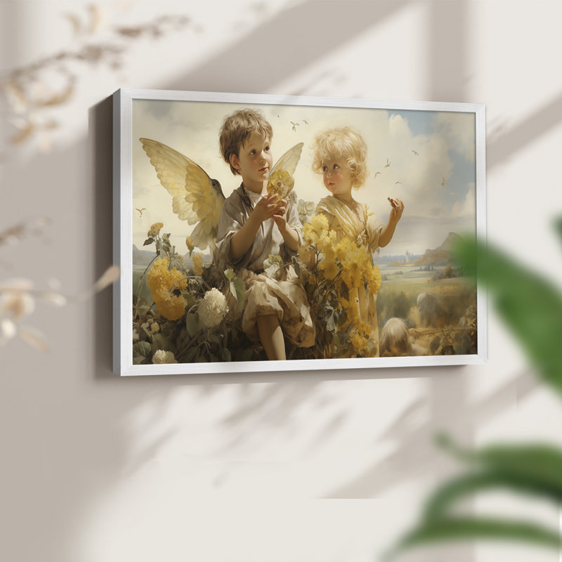 Angels From Above-V - Reproduction encadrée - Restickable, H 8 po x l 10 po, Cadre blanc