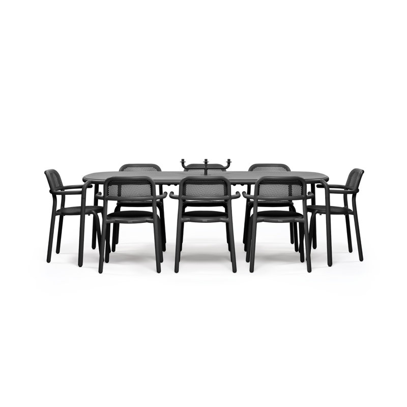 Toni Tablo Outdoor Dining Table Set With Chairs, Anthracite, 6