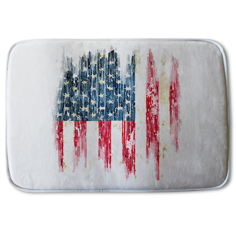Guerrier Non-Slip Bath Rug, Watercolor USA Flag