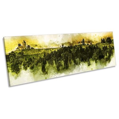 Lonely Chapel Landscape - Wrapped Canvas Panoramic Print