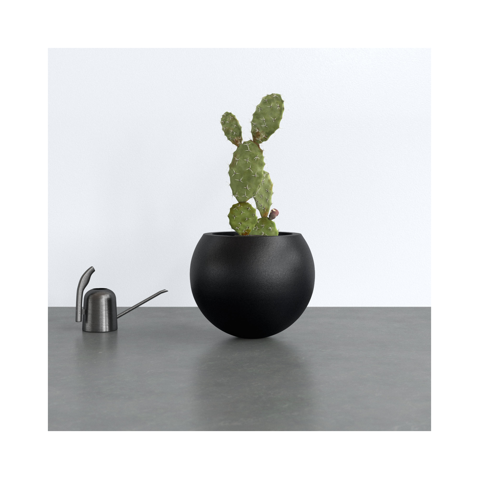 Mcgill Concrete Pot Planter, 15.7" H x 19.6" W x 19.6" D, Black