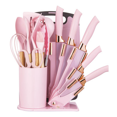 Ensemble de 19 ustensiles et couteaux de cuisine en silicone 19 pièces - Outils de cuisson résistants à la chaleur