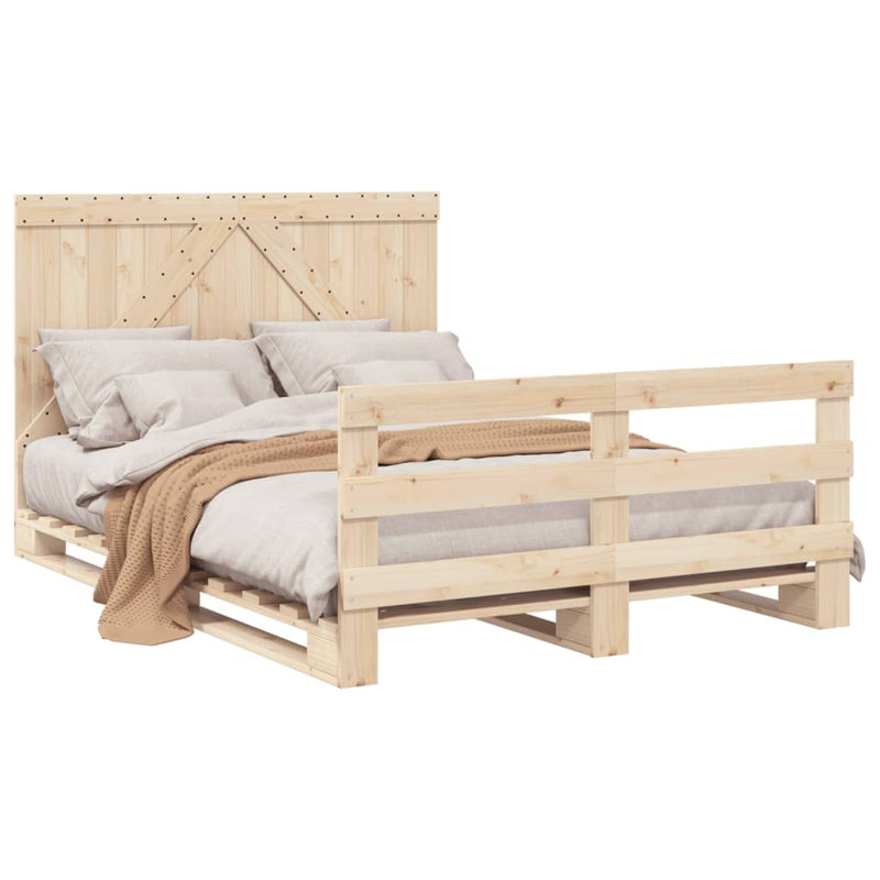 Houchins Solid Wood Bed, EU Double - 140 x 200 cm