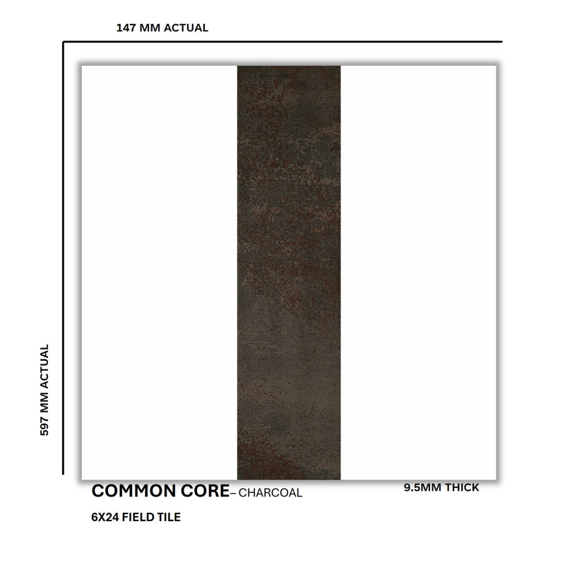 Common Core 6'' W x 24'' L Porcelain Metal Look Singular, Charcoal