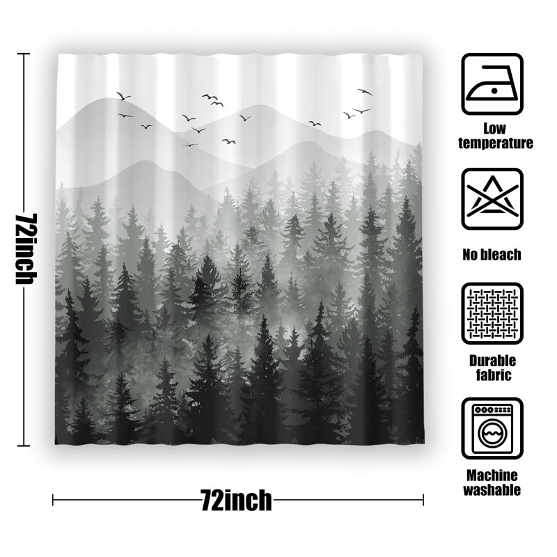 Rideau de douche Raycliff, Noir, noir, noir, noir, 72"H x 72"W