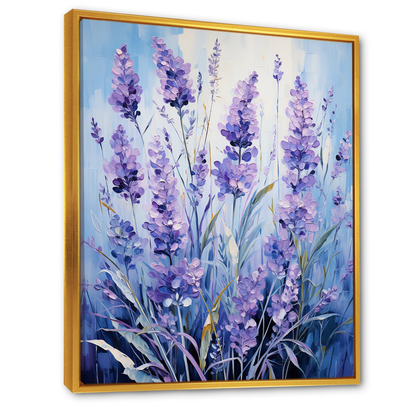 Lavande, sérénité, art floral, Cadre flottant doré, H 32 po x l 24 po x P 1 po