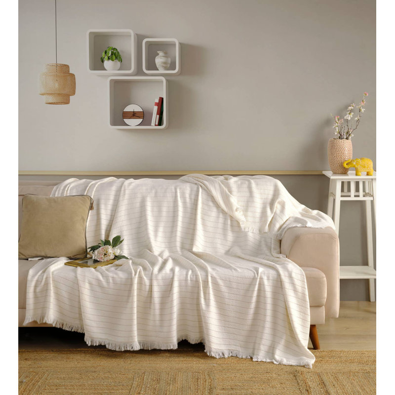 Couvre-lit Kafthan - 53% coton turc et 47% rayonne de bambou doux et respirant, Grand lit, Beige