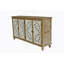 Armoire décorative avec 4 portes, armoire buffet avec rangement Farmhouse, crédence moderne avec portes florales sculptées en bois