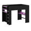 Lit mezzanine double avec bureau à hauteur réglable, garde-robe, grand espace de rangement et lumière RVB, lit mezzanine avec bureau