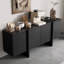 Armoire de rangement et de salon en bois massif Mid-Century moderne minimaliste noir-366810934